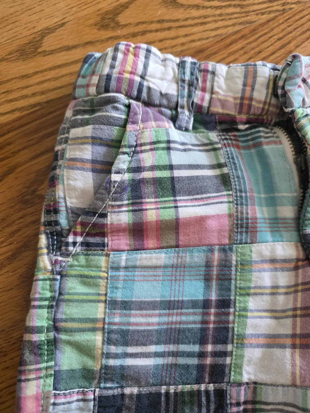 GAP Plaid Patchwork Shorts in Blue, Pink, Green, White